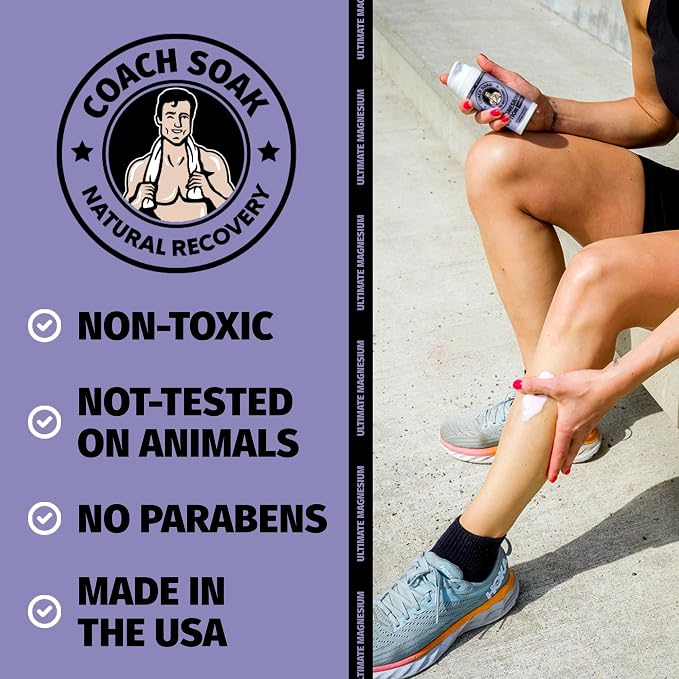 Coach Soak Magnesium Lotion with MSM & Menthol, Mixed Scent 10oz | 3 Pcs Magnesium Chloride Non-Greasy Alternative to Epsom Salt Lotion and Cream Apply Before Sleep for Feet, Leg Cramps & Body