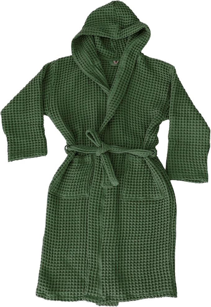 100% Turkish Cotton Men's Waffle Robe with Hooded, Premium Soft Cozy Housecoat or Quick-Dry Bathrobe for Mens