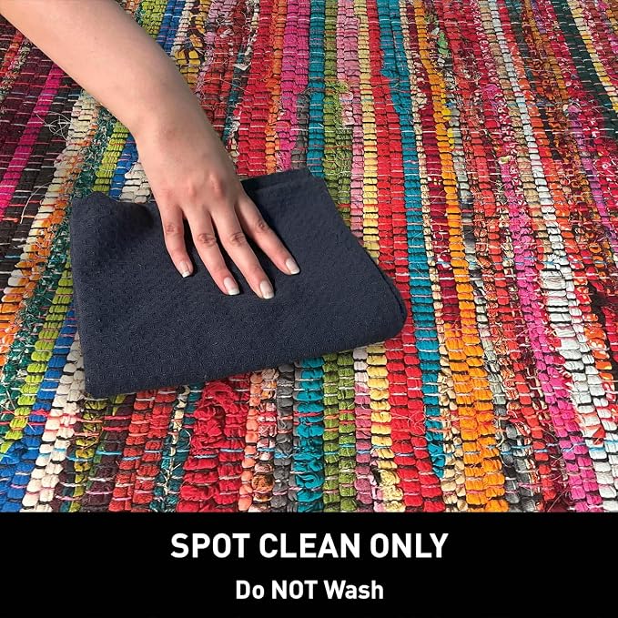 Chardin home - Eco Friendly 100% Recycled Cotton Colorful Chindi Area Rug, Multi (24x36 Inch.)