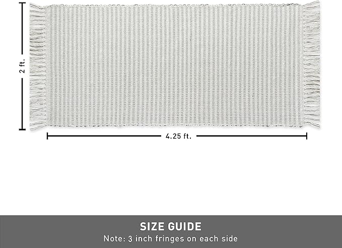 Chardin home Grey & Ivory Providence Throw Rug 2x4.25 feet |Hand Woven Farmhouse Rug | Great in Kitchens entryways doormats Bathrooms Meditation Mat | Machine Washable & Reversible CottonRug