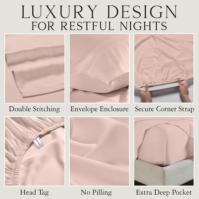 KARISSA MAE Pure Viscose from Bamboo Standard Size Pillowcase Set | 100% FSC Certified | Luxuriously Soft | Cooling | Dusty Rose