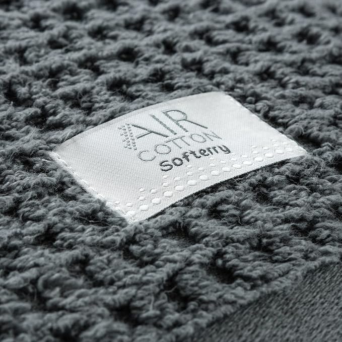 Softerry Waffle Bath Towel Set - 100% Soft Cotton - Plush and Extra Absorbent - Luxury Hotel & Spa Quality - Fade Resistant - Eco-Friendly (Space Gray, Set of 4 Bath)