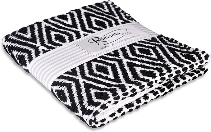 Ramanta Home 100% Cotton Diamond Handwoven Reversible Rug 21x34 Inch– Black Soft Washable Area Rug for Bathroom, Kitchen, Bedroom, Entryway | Durable Lightweight Handmade Accent Floor Mat | Boho Décor