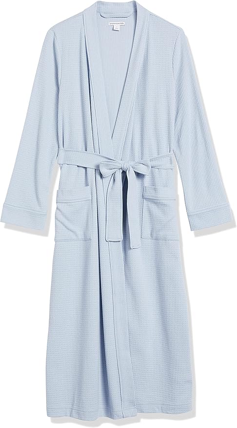 Amazon Essentials Women's Lightweight Waffle Full-Length Bath Robe with Pockets (Available in Plus Size)