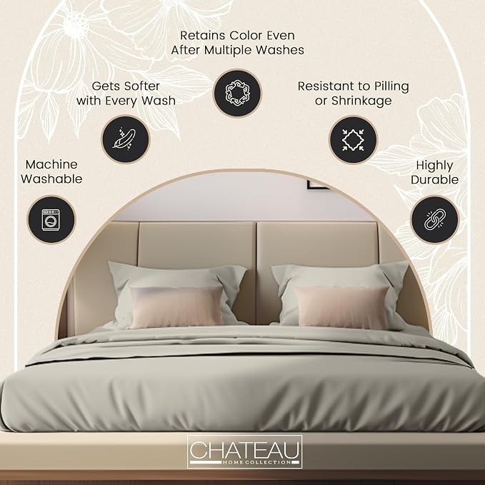 100% Cotton Sheets King Size Sheets Set, 15" Deep Pocket King Sheet Set, Sateen Weave Luxury Hotel Sheets, Naturally Cool Long Staple Organic Cotton, No Pilling & Shrink - Silver