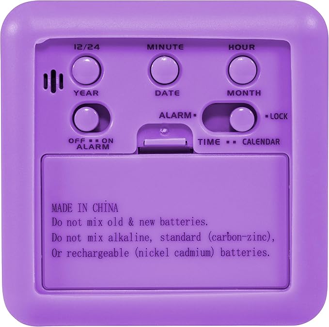 Equity 70912 Digital Purple Silicone Cube Alarm Clock with On-Demand Backlight