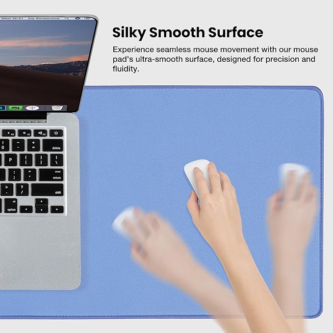 ALOANES Waterproof Mouse Pad, Large Gaming Keyboard Pad with Anti-Slip Base, Grain Jacquard Surface, Extend Desk pad for Gamer, Office & Home, Blue Mousepad 27.6"x11.8"x0.12"