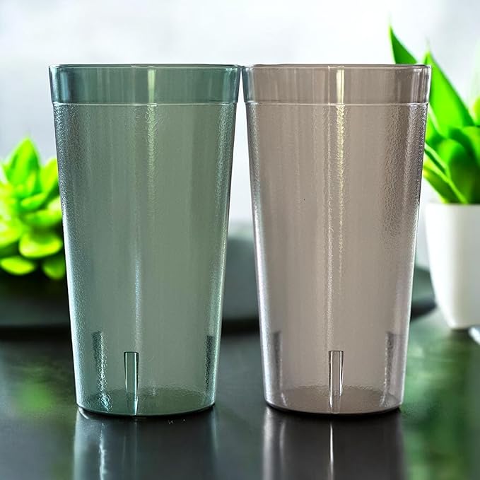 Oojami Set of 16 Plastic Tumblers, 20-Ounce Reusable Cups, BPA-Free & Shatterproof, Stackable Restaurant-Style Drinking Glasses for Water, Juice, and Everyday Use, Dishwasher Safe 20 oz