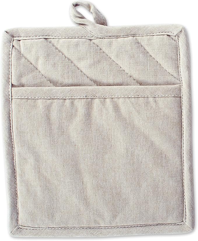 DII 100% Cotton Solid Chambray Kitchen Set, Potholders, Natural, 2 Piece