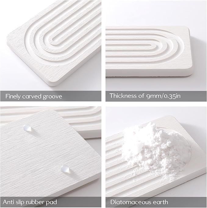 Stone Drying Mat for Kitchen Counter, Dirt-Resistant Quick Drying Fast Absorbent Non-Slip Diatomite Mat, Natural Diatomaceous Earth Dish Drying Pad for Dish Rack