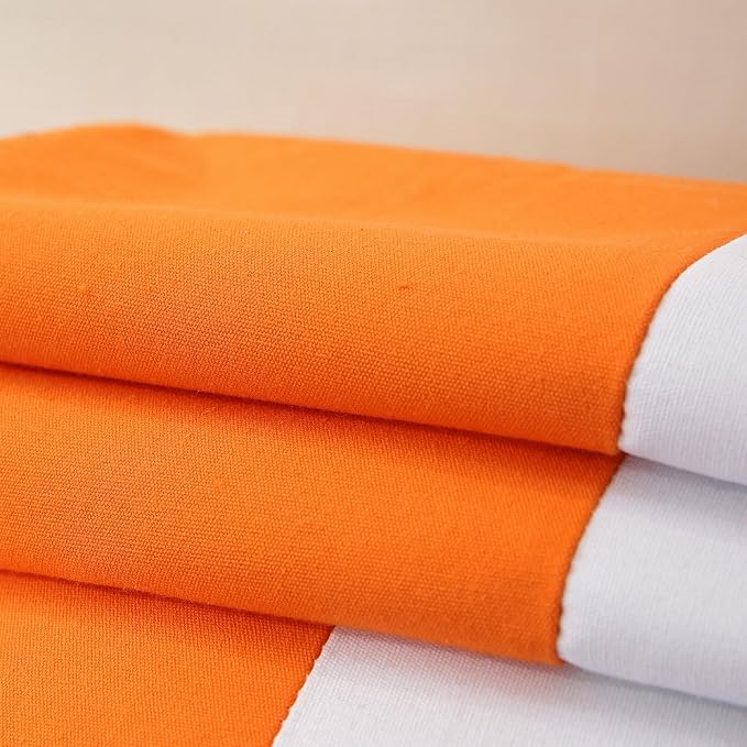 TAOSON Set of 2, Orange 100% Cotton Canvas Patchwork Throw Pillow Covers 18x18 Inch, Modern White Striped Farmhouse Decor Cushion Covers for Sofa Couch Bedroom Living Room