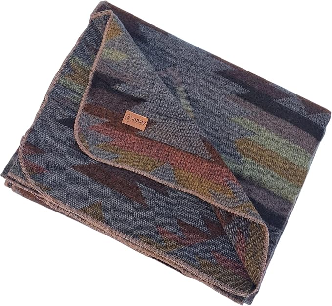 Alpaca Wool Blanket, Throw Size 78 x 47, Reversible 2 in 1, Thick and Ultra Soft, Hypoallergenic, Non-Itchy, Handmade in Ecuador. Premium Alpaca Wool Thtow Blanket for Cozy Comfort.(Brown and Orange)
