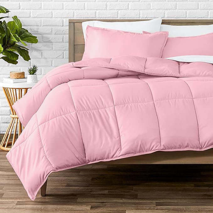 Bare Home Comforter Set - King/California King Size - Ultra-Soft - Goose Down Alternative - Premium 1800 Series - All Season Warmth (King/Cal King, Light Pink)