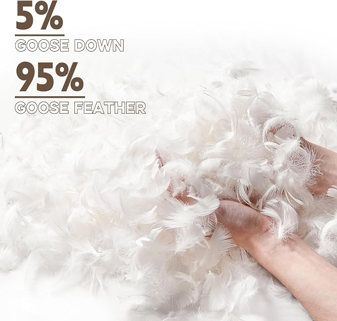 puredown® Goose Feather Down Fiber Comforter Full/Queen Size - 100% Organic Cotton Cover All Season Duvet Insert, Breathable Fluffy Warmth Hotel Luxury Bedding Comforter (88"x90")
