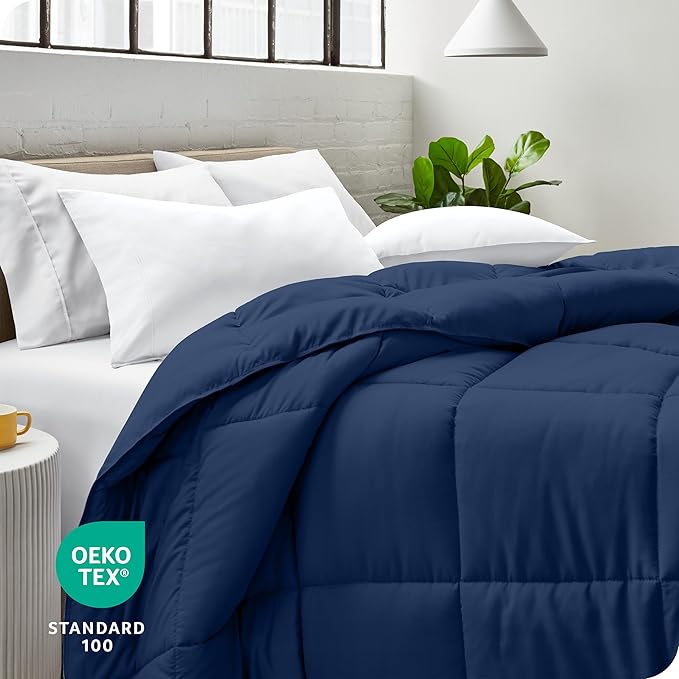 Bare Home Duvet Insert Comforter - Oversized King - Goose Down Alternative - Ultra-Soft - Premium 1800 Series - All Season Warmth - Bedding Comforter (Oversized King, Dark Blue)