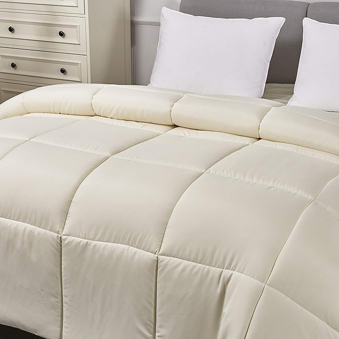 Blue Ridge Home Fashions Microfiber Light Weight Solid Down Alternative All Season Comforter-Hypoallergenic Polyester Fill, Twin, Ivory