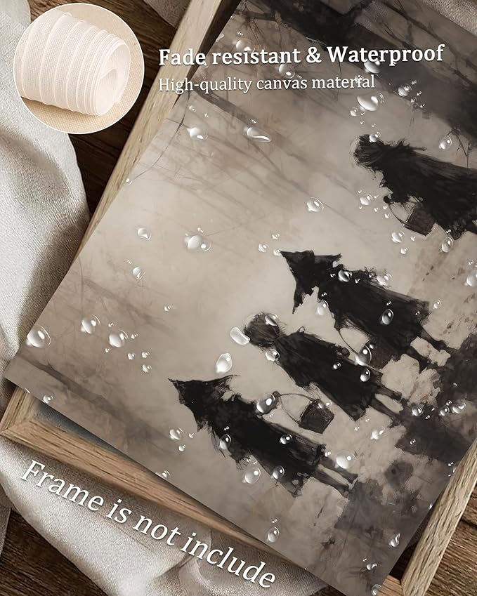 Halloween Vintage Trick or Treaters Wall Art Prints Halloween Wall Decor Trick or Treaters Canvas Autumn Prints Oil Painting Dark Academia Gothic Wall Decor for Gallery Living Room Bedroom (UNFRAMED 8x10in)