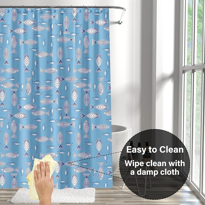 Plastic Shower Liner - Premium PEVA 6G Shower Curtain Liner with Rustproof Grommets and 3 Weighted Magnets, Waterproof Shower Curtains for Bathroom (Shoal of Fish, 72" x 72")