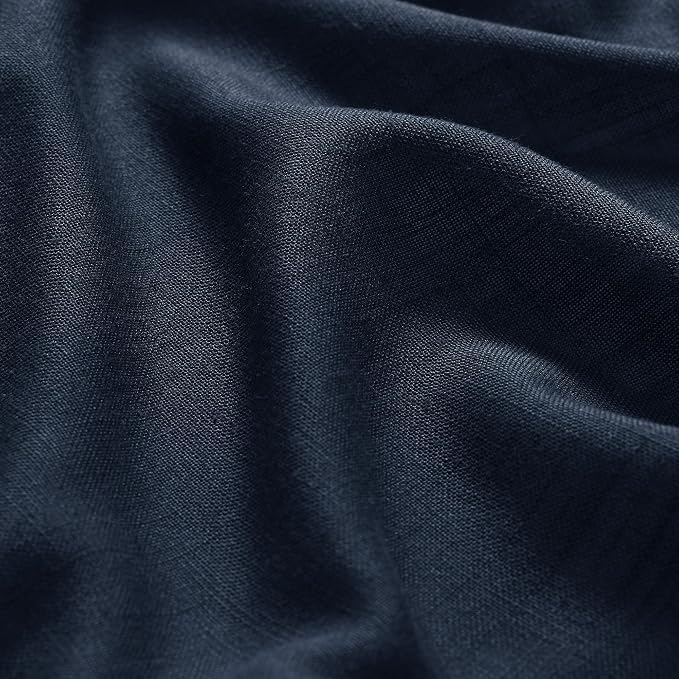 Navy Blue Linen Sheer Curtains 108 Inches Long Back Tab Rod Pocket 2 Panels Semi Sheer Extra Long Curtains Light Filtering Modern Boho Drapes for Living Room Luxury Floor Length Curtain 9Ft 40x108