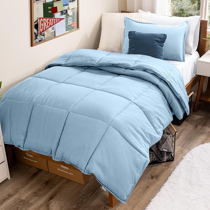 Bare Home Comforter Set - Twin/Twin Extra Long Size - Ultra-Soft - Goose Down Alternative - Premium 1800 Series - All Season Warmth (Twin/Twin XL, Light Blue)