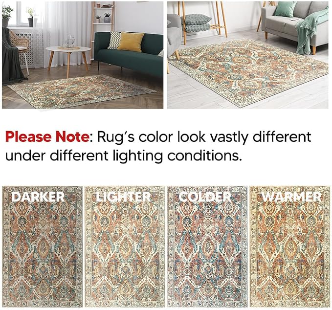 Keen Home Design 30"x120" Rug - Machine Washable Runner with Non-Slip Backing, Ideal for Hallway, Entryway, Kitchen, Laundry Room - Vintage, Easy Clean, Durable, Low Pile Rug - (2'6" x 10')