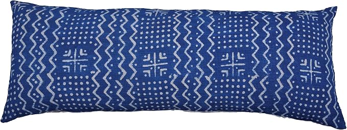 Trade Star Handwoven Throw Pillow Case 100% Cotton Body Pillow Case Indigo Long Pillow Cover for Farmhouse Spring Pillow Cover Modern Luxurious Beautiful Mudcloth (Indigo ALMA 14X36 INCHES)