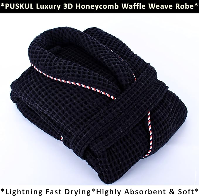 PÜSKÜL Luxury Waffle Robe for Women & Men - Natural 100% Turkish Cotton Bathrobe - Housecoat Womens & Housecoat Mens