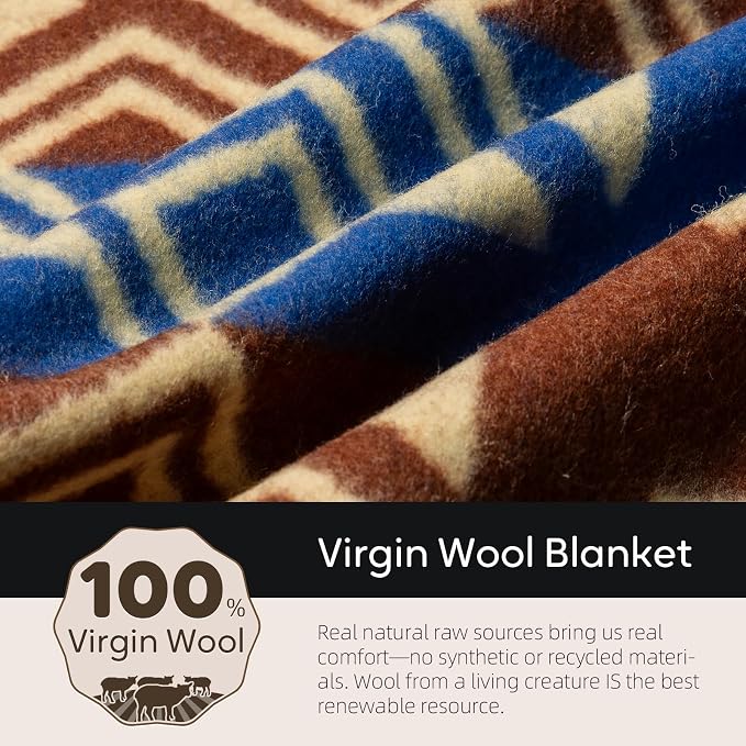 Molithe 100% Wool Blanket, 62" x 48", Warm, Thick, Washable, Military | Great for Camping, Outdoors, Sporting Events, Survival Kits Wine Russet