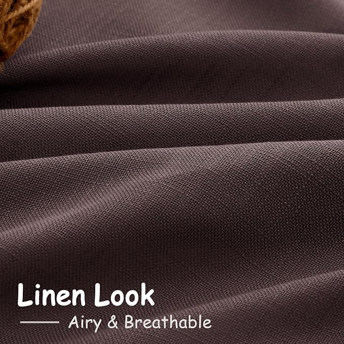 Coffee Brown Linen Curtains for Living Room 100 Inches Long Light Filtering Semi Sheer Curtain Back Tab Luxury Modern Rustic Home Decor Neutral Drapes for Bedroom Dinner Room 52x100, 2 Panels