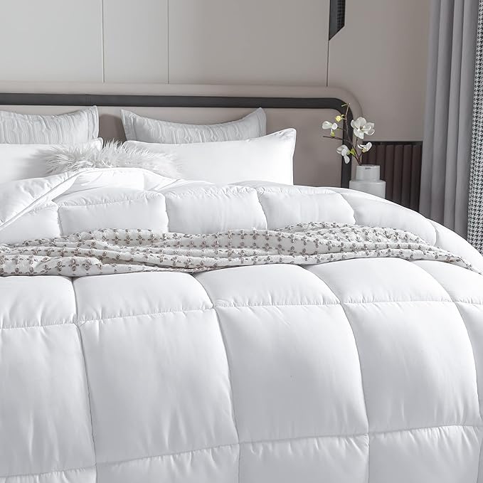 Dorrin Nessin Bedding White Winter Extra Fluffy Twin Size Down Alternative Comforter, Heavyweight All Season Fiberfill Comforter Duvet Insert with 8 Corner Tabs