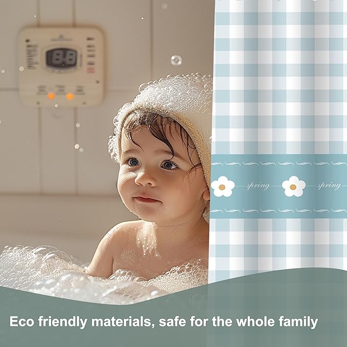 Plastic Shower Curtain Liner, Premium EVA 5G Classic Plaid Shower Curtain, Shower Curtains for Bathroom with 3 Magnetic Weights and Rustproof Grommets (Classic Plaid, 72x72 in)