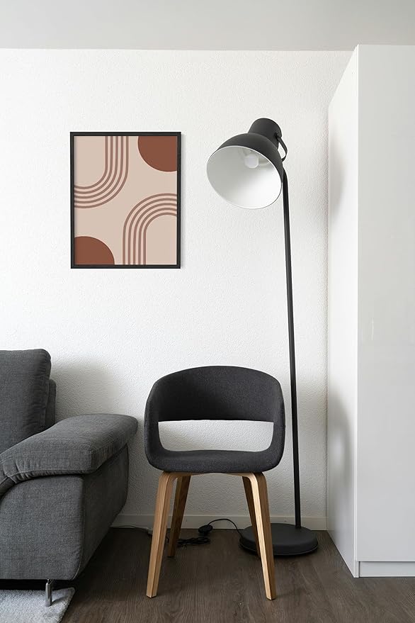 Zen Stacked Stones Wall Art Minimalist Organic Circles Earth Tones Terracotta Mid Century Modern 11x14 Inch Oak Wood Black Framed Meditation Yoga Room Decor Print