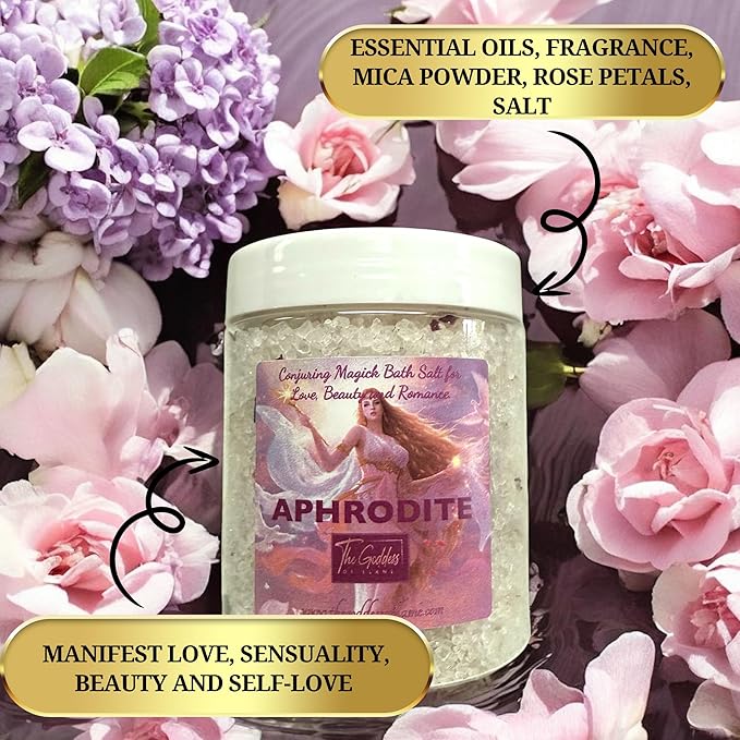 Aphrodite Bath Salts – 12 oz Dead Sea Salt Bath Soak for Love, Self Care, Spiritual Cleansing & Ritual Use
