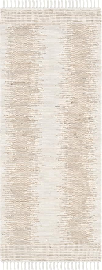 SAFAVIEH Montauk Collection Runner Rug - 2'3" x 10', Beige, Handmade Fringe Cotton, Ideal for High Traffic Areas in Living Room, Bedroom (MTK752A)