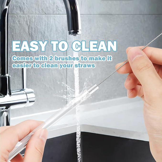 HEYSKAY 6PCS Replacement Tritan Straws Compatible with Owala FreeSip Flip 24oz & 32oz Stainless Steel Flask Reusable Clear Drinking Straws with 2pcs Cleaning Brushes, Travel Accessories Straws