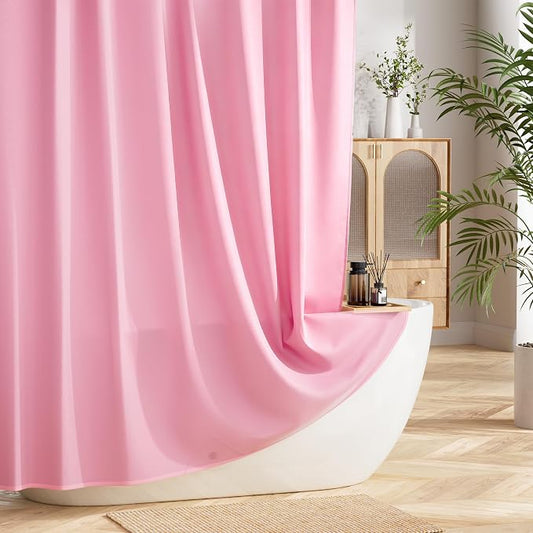 Pink Fabric Shower Curtains 70 X 72 Inch, Water-Resistant Heavy Duty Bathroom Cloth Shower Curtain Liner