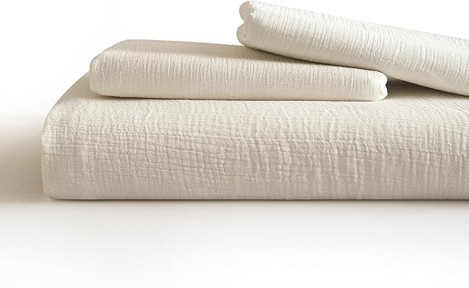 SE SOFTEXLY Muslin Duvet Cover Queen Size, 100% Washed Cotton Duvet Cover Set, Ultra Soft Comforter Cover Linen Like, 3 Pieces Minimalist Gauze Duvet Cover with 2 Pillowcases, 80"x90", White