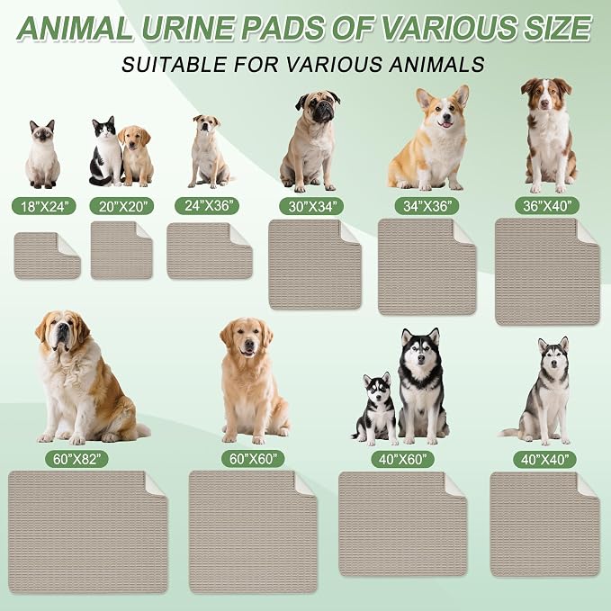 Washable Pee Pads for Dogs, 2 Pack Reusable Puppy Pads Dog Pads, Non-Slip Dog Pee Pads, Leakproof Pet Pee Pads Wee Wee Pads for Dogs. (Brown, 30"x34"(Pack of 2))