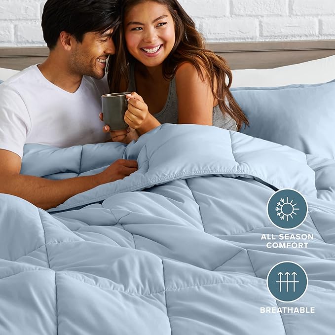 Bare Home Comforter Set - King/California King Size - Ultra-Soft - Goose Down Alternative - Premium 1800 Series - All Season Warmth (King/Cal King, Dusty Blue)