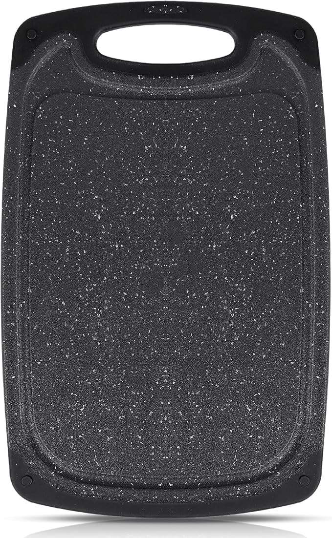 Cutting Boards,15.7"×9.4" Plastic Chopping Board Made From Natural Food Grade Material,BPA Free&Eco,Non Slip&Juice Groove,Dishwasher Safe,Double-Sided Usable,Dark Grey