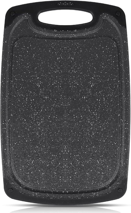 Cutting Boards,12.5"×7.7" Plastic Chopping Board Made From Natural Food Grade Material,BPA Free&Eco,Non Slip&Juice Groove,Dishwasher Safe,Double-Sided Usable,Dark Grey