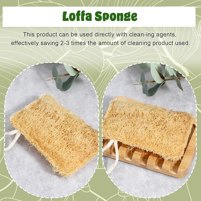 3Pcs Natural Loofa, 100% Real Natural Loofah Sponges Set, Loofah Sponge for Dishwashing, Luffa Sponges