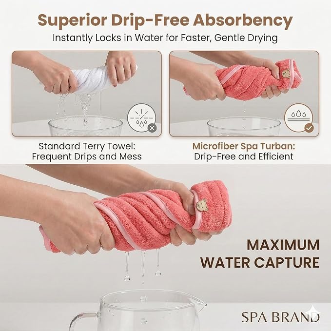3 Pack Red Microfiber Hair Towel Wrap, Super Absorbent Quick Dry Hair Turban for Women, 10x26 Inches Soft Hair Drying Cap for Long Thick Curly Hair, Shower Bath Travel