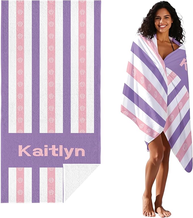 JML Custom Beach Towel with Name, Personalized Microfiber Beach Towel with Name, Large, Soft, Quick Dry & Absorbent for Swim, Pool,Adult,Summer Holiday,Vacation,Travel,Gift for Anniversary, Birthday