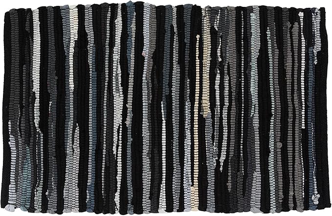 DII Chindi Home Collection Handwoven Multicolor Area Rag Rug, 20x31.5, Black