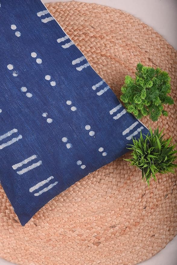 Trade Star 100% Cotton Lumbar Pillow Cover Decorative Cushion Case Large Spring Pillow Case Bedding Decor Indian Home Decoration Cushion Cover for Farmhouse Decor (Indigo Blossom 14X36 INCHES)