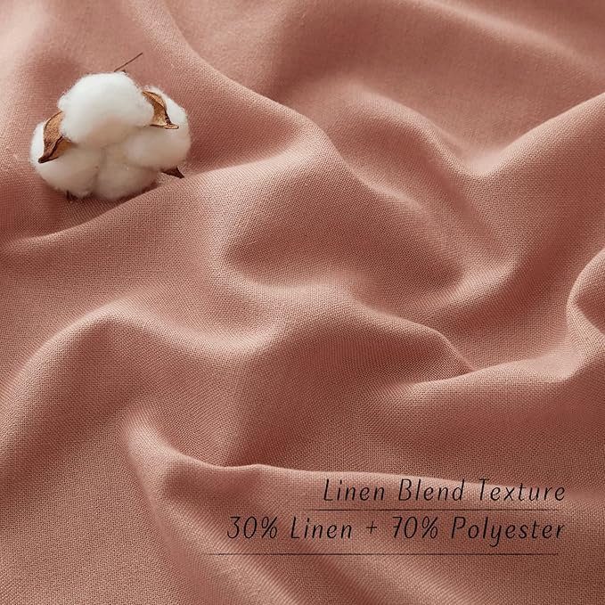NICETOWN Thick Linen Terracotta Curtains for Bedroom, Rod Pocket & Back Tab Flax Semi Sheer Drapes Privacy Assured with Light Filtering for Girls/Princess Room, W55 x L84, 2 Pieces