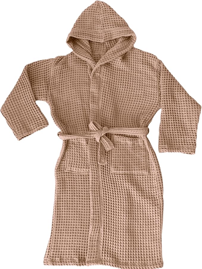 100% Turkish Cotton Men's Waffle Robe with Hooded, Premium Soft Cozy Housecoat or Quick-Dry Bathrobe for Mens