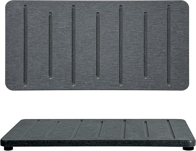2PCS Water Absorbing Stone Tray for Cosmetics & Hand Soap & Houseplants, 8.7" x 4.3" Ultra-Absorbent Diatomite Coaster | Fast-Drying Bathroom & Kitchen Organizer, Dark Gray