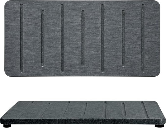 2PCS Water Absorbing Stone Tray for Cosmetics & Hand Soap & Houseplants, 8.7" x 4.3" Ultra-Absorbent Diatomite Coaster | Fast-Drying Bathroom & Kitchen Organizer, Dark Gray